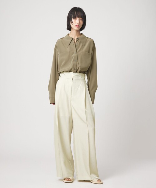 EMMEL REFINES(エメルリファインズ)の「<EMMEL REFINES>EM ハシゴレース トロミシャツ(シャツ/ブラウス・レディース・オリーブ/オフホワイト・FREE)」の7枚目の写真