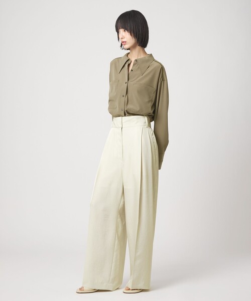 EMMEL REFINES(エメルリファインズ)の「<EMMEL REFINES>EM ハシゴレース トロミシャツ(シャツ/ブラウス・レディース・オリーブ/オフホワイト・FREE)」の6枚目の写真