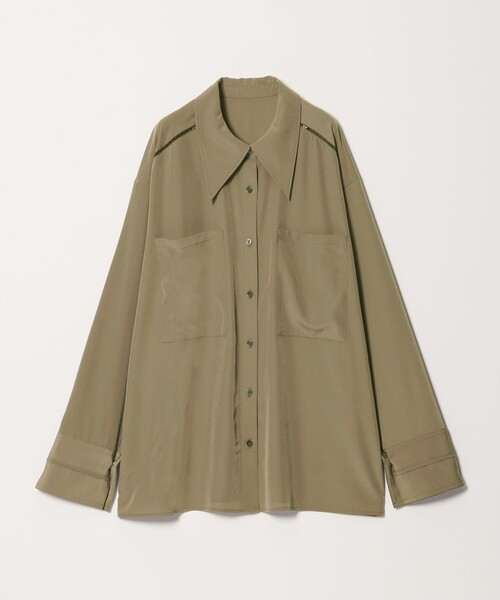 EMMEL REFINES(エメルリファインズ)の「<EMMEL REFINES>EM ハシゴレース トロミシャツ(シャツ/ブラウス・レディース・オリーブ/オフホワイト・FREE)」の5枚目の写真