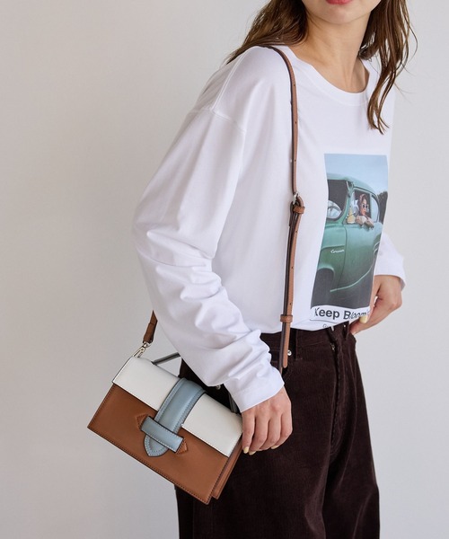 BAYFLOW（ベイフロー）の「マルチカラーミニバッグ（ショルダーバッグ・レディース・グリーン/ブラウン・FREE）」の2枚目の写真