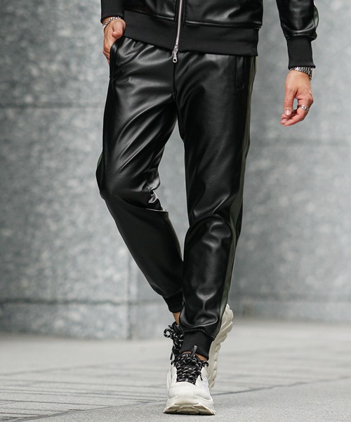 SOMEDIFF(サムディフ)の「【SOMEDIFF】PUレザーフルジップパーカーセットアップ メンズ 上下セット ブラック カーキ ジョガーパンツ 春服 冬服(セットアップ・メンズ・ブラック×カーキ/ブラック×ブラック・M/L/XL)」の22枚目の写真