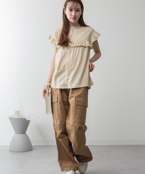 aity(アイティ)の「ツイルワイドカーゴパンツ(カーゴパンツ・レディース・ベージュ/ブラック/カーキ・M/L/LL/3L/4L)」の3枚目の写真
