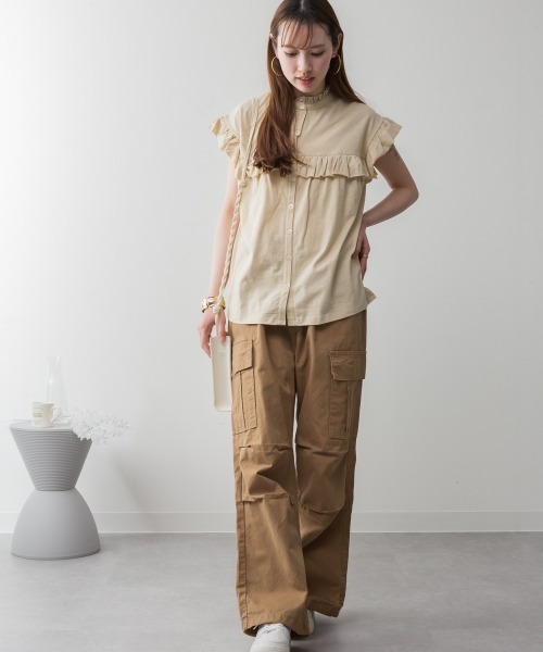aity(アイティ)の「ツイルワイドカーゴパンツ(カーゴパンツ・レディース・ベージュ/ブラック/カーキ・M/L/LL/3L/4L)」の9枚目の写真