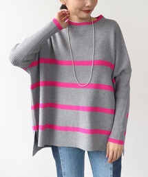 Three Four Time | ドルマンスリーブ配色ボーダーニット(ニット/セーター)