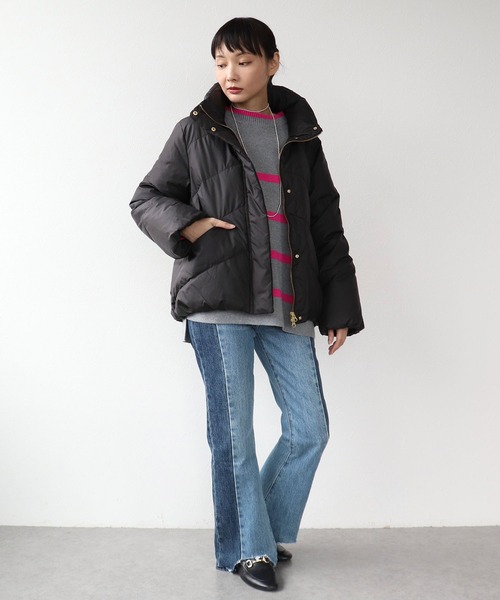 Three Four Time（ｽﾘｰﾌｫｰﾀｲﾑ）の「ドルマンスリーブ配色ボーダーニット（ニット/セーター・レディース・グレー×ピンク/ネイビー系/ブラック×ベージュ・FREE）」の11枚目の写真