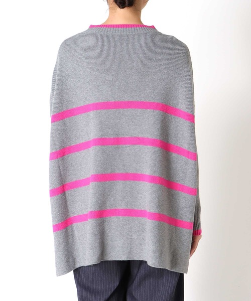Three Four Time（ｽﾘｰﾌｫｰﾀｲﾑ）の「ドルマンスリーブ配色ボーダーニット（ニット/セーター・レディース・グレー×ピンク/ネイビー系/ブラック×ベージュ・FREE）」の20枚目の写真