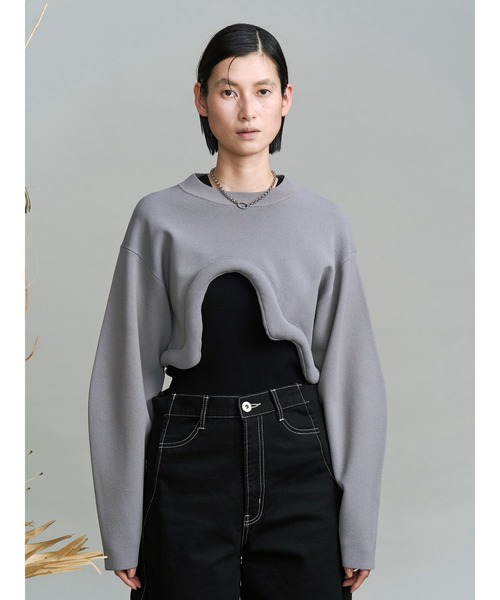 UN3D.(アンスリード)の「EDGE WAVE SHORT KNIT / エッジウェーブショートニット(ニット/セーター・レディース・ホワイト/ブラック/グレー・FREE)」の9枚目の写真