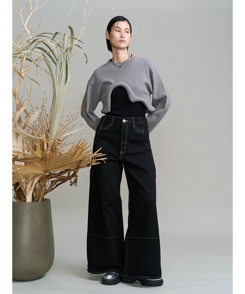 UN3D.(アンスリード)の「EDGE WAVE SHORT KNIT / エッジウェーブショートニット(ニット/セーター・レディース・ホワイト/ブラック/グレー・FREE)」の12枚目の写真