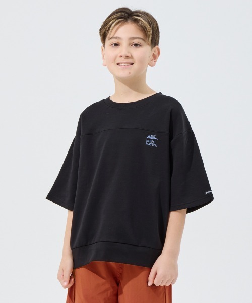 KRIFF MAYER Kid's Collection（クリフメイヤーキッズコレクション）の「【速乾】軽テック5分袖スウェット（スウェット・キッズ・ブラック/サンドベージュ/オートミール/サックスブルー・170/130/120/160/150/140）」の5枚目の写真
