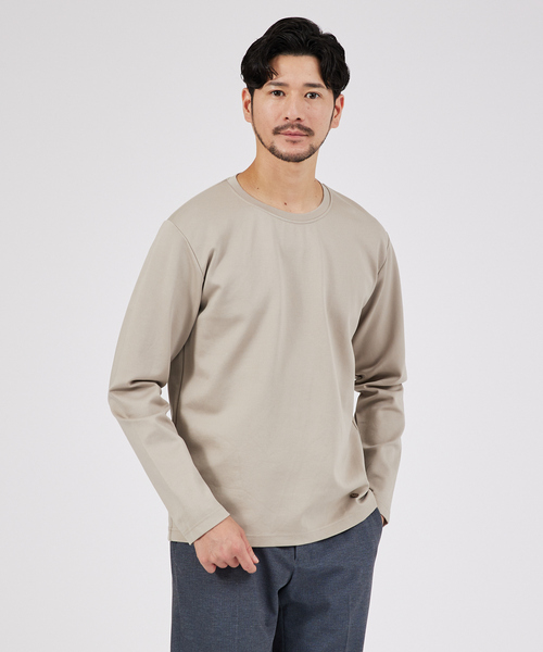ABAHOUSE(アバハウス)の「Eco Vero ストレッチポンチ ロンT / クルーネック(Tシャツ/カットソー・メンズ・ブラック/ブルー/ホワイト/ベージュ・50/44/46/48)」の4枚目の写真