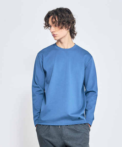 ABAHOUSE(アバハウス)の「Eco Vero ストレッチポンチ ロンT / クルーネック(Tシャツ/カットソー・メンズ・ブラック/ブルー/ホワイト/ベージュ・50/44/46/48)」の1枚目の写真