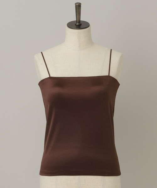 A part by（アパートバイ）の「ストレッチサテンキャミ2（キャミソール・レディース・オフホワイト/ブラック/ブラウン・FREE）」の3枚目の写真