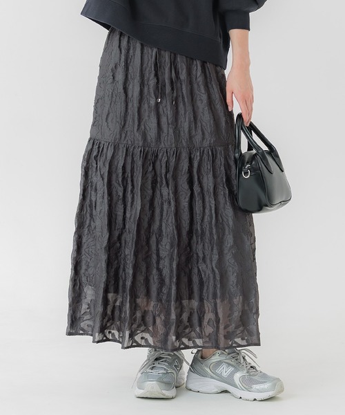 ジャカードフラワーギャザースカート（スカート）｜coca（coca）（コカ
