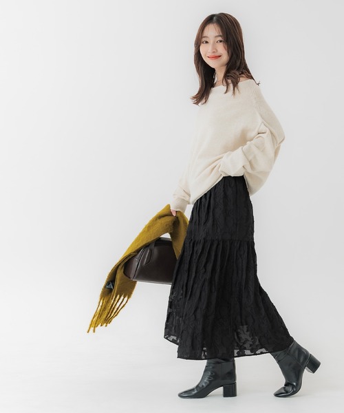 coca(coca)(コカ)の「ジャカードフラワーギャザースカート(スカート・レディース・ブラック/チャコール・L/M)」の15枚目の写真