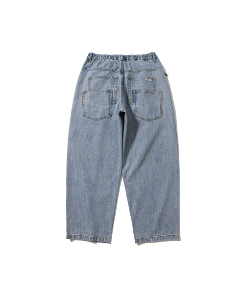 Wide Tapered Denim Pants - Washed Blue