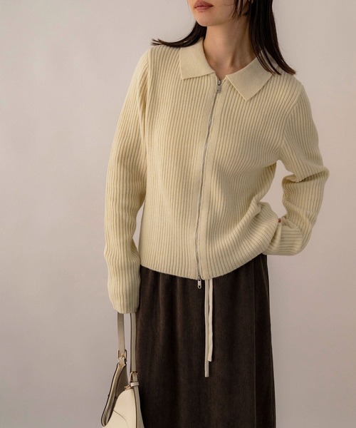 NOAHL(ノアル)の「【NOAHL】ダブルジッパーニット(ニット/セーター・レディース・ベージュ/イエロー系/ブラウン・FREE)」の3枚目の写真