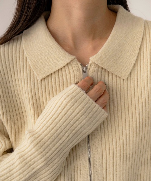 NOAHL(ノアル)の「【NOAHL】ダブルジッパーニット(ニット/セーター・レディース・ベージュ/イエロー系/ブラウン・FREE)」の5枚目の写真