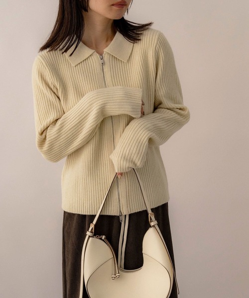 NOAHL(ノアル)の「【NOAHL】ダブルジッパーニット(ニット/セーター・レディース・ベージュ/イエロー系/ブラウン・FREE)」の6枚目の写真