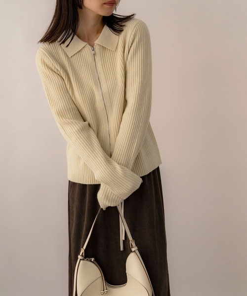 NOAHL(ノアル)の「【NOAHL】ダブルジッパーニット(ニット/セーター・レディース・ベージュ/イエロー系/ブラウン・FREE)」の12枚目の写真