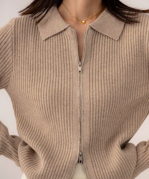 NOAHL(ノアル)の「【NOAHL】ダブルジッパーニット(ニット/セーター・レディース・ベージュ/イエロー系/ブラウン・FREE)」の16枚目の写真