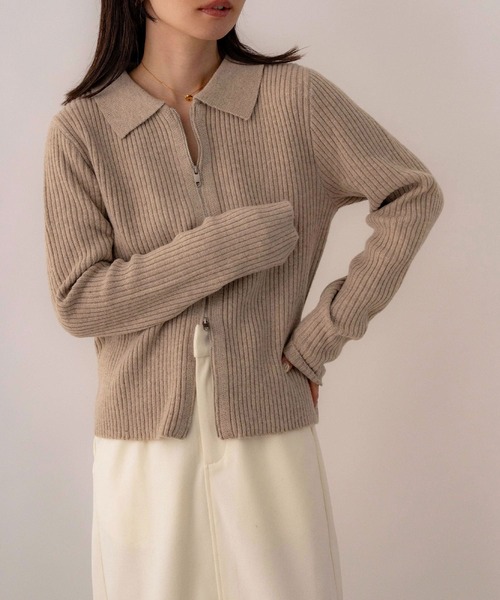 NOAHL(ノアル)の「【NOAHL】ダブルジッパーニット(ニット/セーター・レディース・ベージュ/イエロー系/ブラウン・FREE)」の17枚目の写真