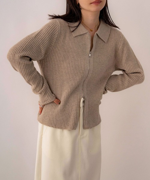 NOAHL(ノアル)の「【NOAHL】ダブルジッパーニット(ニット/セーター・レディース・ベージュ/イエロー系/ブラウン・FREE)」の22枚目の写真