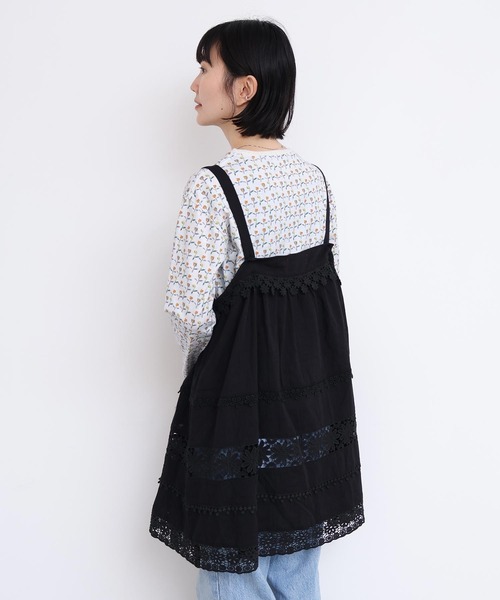 l'atelier du savon（アトリエドサボン）の「つぎはぎレース　パッチワークキャミブラウス（シャツ/ブラウス・レディース・ブラック/ホワイト・FREE）」の5枚目の写真