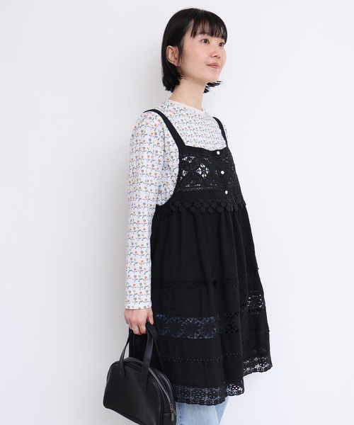 l'atelier du savon（アトリエドサボン）の「つぎはぎレース　パッチワークキャミブラウス（シャツ/ブラウス・レディース・ブラック/ホワイト・FREE）」の7枚目の写真