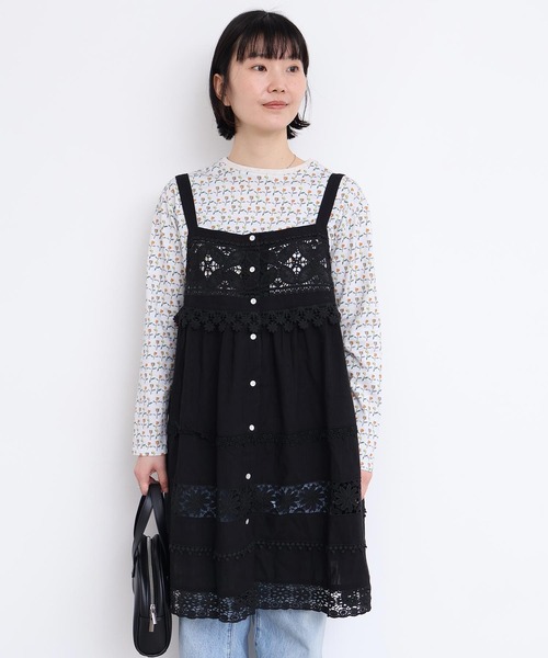 l'atelier du savon（アトリエドサボン）の「つぎはぎレース　パッチワークキャミブラウス（シャツ/ブラウス・レディース・ブラック/ホワイト・FREE）」の8枚目の写真