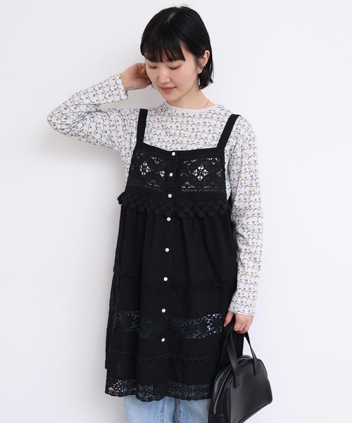 l'atelier du savon（アトリエドサボン）の「つぎはぎレース　パッチワークキャミブラウス（シャツ/ブラウス・レディース・ブラック/ホワイト・FREE）」の9枚目の写真