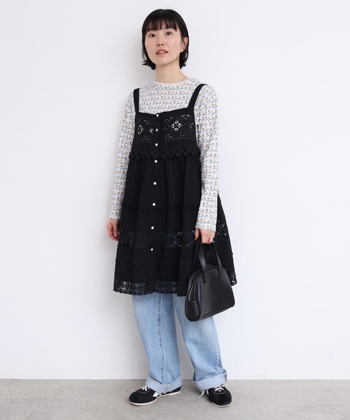 l'atelier du savon（アトリエドサボン）の「つぎはぎレース　パッチワークキャミブラウス（シャツ/ブラウス・レディース・ブラック/ホワイト・FREE）」の15枚目の写真