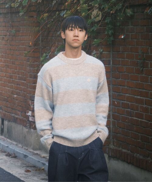 COMONINOZ（コモニノズ）の「HAIRY STRIPE PULLOVER [KHAKI]（ニット/セーター・メンズ・カーキ・SMALL/MEDIUM/LARGE）」の6枚目の写真
