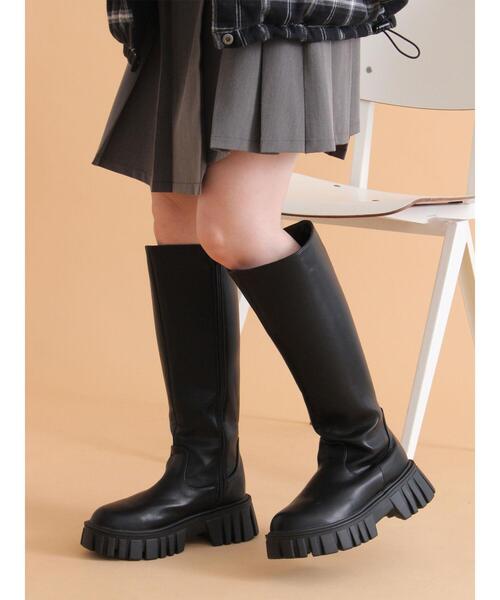 ehka sopo(エヘカソポ)の「ロングブーツ(ブーツ・レディース・ブラウン/ブラック・L/M)」の2枚目の写真