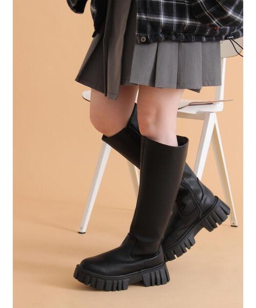 ehka sopo(エヘカソポ)の「ロングブーツ(ブーツ・レディース・ブラウン/ブラック・L/M)」の4枚目の写真