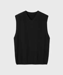 パンチングニットベスト_BLACK