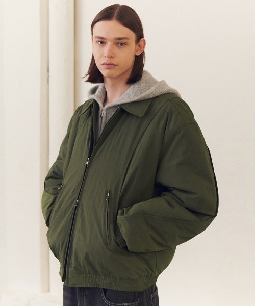 セール】カーブドツーウェイ航空パディングジャンパーカーキ
