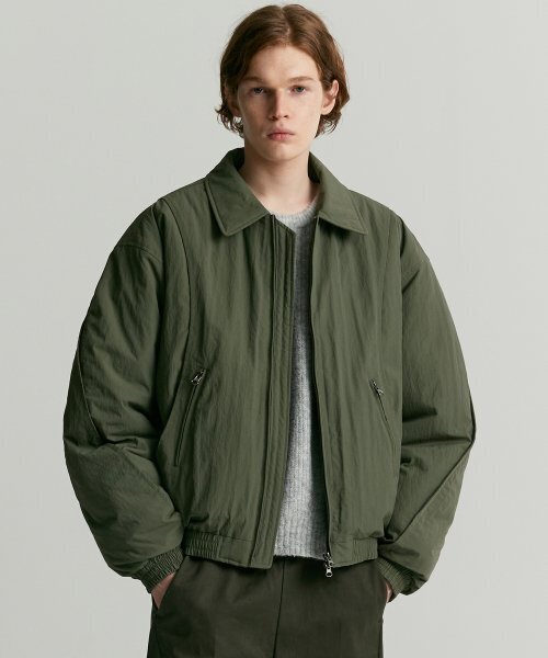 セール】カーブドツーウェイ航空パディングジャンパーカーキ