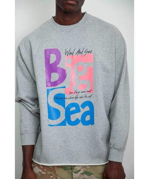 WIND AND SEA(ウィンダンシー)の「Big Sea Crewneck Sweatshirt(スウェット・メンズ・ネイビー/アッシュ・L/XL/S)」の4枚目の写真