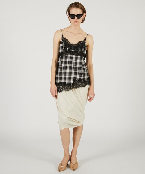 PRANK PROJECT（プランクプロジェクト）の「【2026Spring Pre-Order】アシンメトリーレースキャミソール / Asymmetrical Lace Camisole（キャミソール・レディース・ブラック/マルチ/ホワイト・FREE）」の6枚目の写真