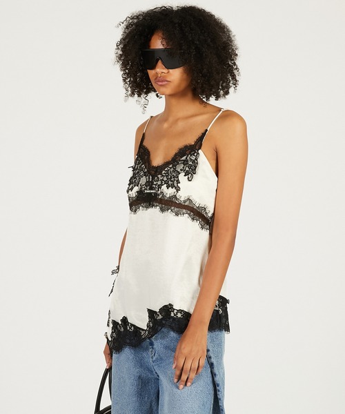 PRANK PROJECT（プランクプロジェクト）の「【2026Spring Pre-Order】アシンメトリーレースキャミソール / Asymmetrical Lace Camisole（キャミソール・レディース・ブラック/マルチ/ホワイト・FREE）」の10枚目の写真