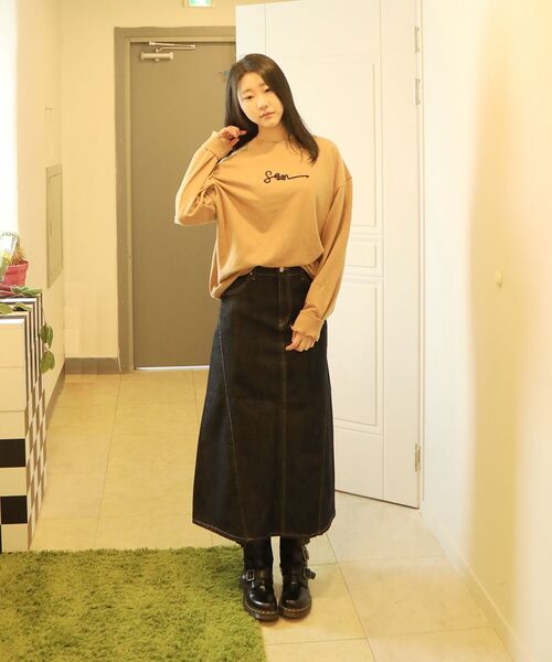 Monkey Flower(モンキーフラワー)の「共用ロゴ刺繍ルーズフィットスウェットシャツ/SS2WMT02U ベージュ(スウェット・メンズ・その他・FREE)」の4枚目の写真
