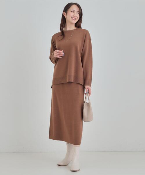 SHOO・LA・RUE(シューラルー)の「【洗濯機可/セットアップ可/毛玉になりにくい】心地よく穿ける ニットナロースカート(スカート・レディース・ブラック/ダークブラウン/ライトベージュ・01/02/03/04)」の19枚目の写真