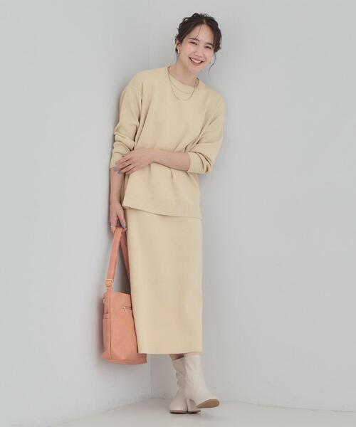 SHOO・LA・RUE(シューラルー)の「【洗濯機可/セットアップ可/毛玉になりにくい】心地よく穿ける ニットナロースカート(スカート・レディース・ブラック/ダークブラウン/ライトベージュ・01/02/03/04)」の6枚目の写真