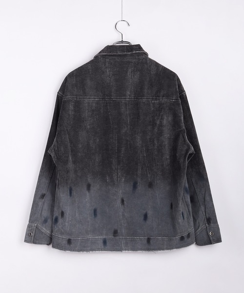 WESTSEA(ウエストシー)の「ルーズサイズ フェード加工グラデーション デニム風 シャツジャケット(シャツ/ブラウス・メンズ・ブラック/ワイン・L/M)」の10枚目の写真