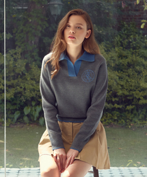 LORDLOAR（ロードロアル）の「シグニチャー配色カラー長袖ニット CHARCOAL（ニット/セーター）」