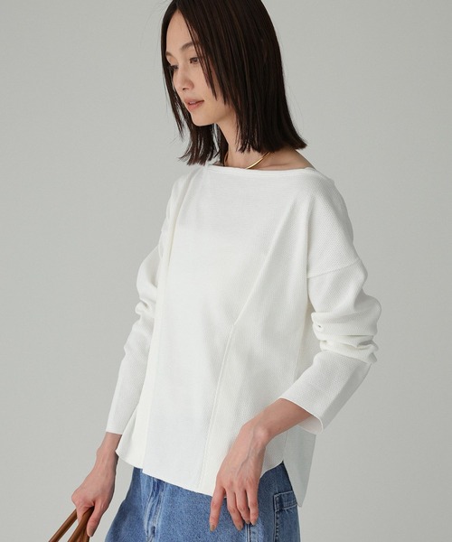 BABYLONE（バビロン）の「コットンハニカムプルオーバー（Tシャツ/カットソー・レディース・グレー/ホワイト・フリー）」の2枚目の写真