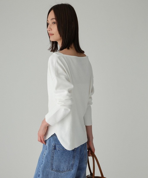 BABYLONE（バビロン）の「コットンハニカムプルオーバー（Tシャツ/カットソー・レディース・グレー/ホワイト・フリー）」の5枚目の写真