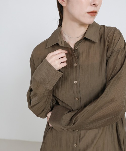 select MOCA(セレクトモカ)の「オーバーサイズワッシャーシアーシャツ(シャツ/ブラウス・レディース・カーキブラウン/ブラック/アイボリー・FREE)」の15枚目の写真