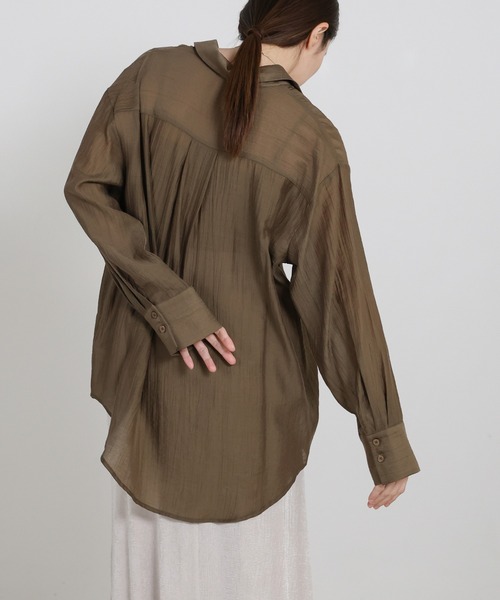 select MOCA(セレクトモカ)の「オーバーサイズワッシャーシアーシャツ(シャツ/ブラウス・レディース・カーキブラウン/ブラック/アイボリー・FREE)」の19枚目の写真