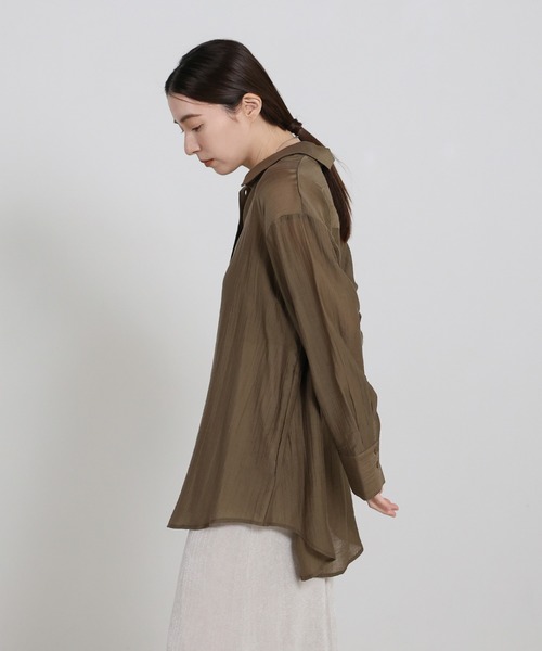 select MOCA(セレクトモカ)の「オーバーサイズワッシャーシアーシャツ(シャツ/ブラウス・レディース・カーキブラウン/ブラック/アイボリー・FREE)」の18枚目の写真